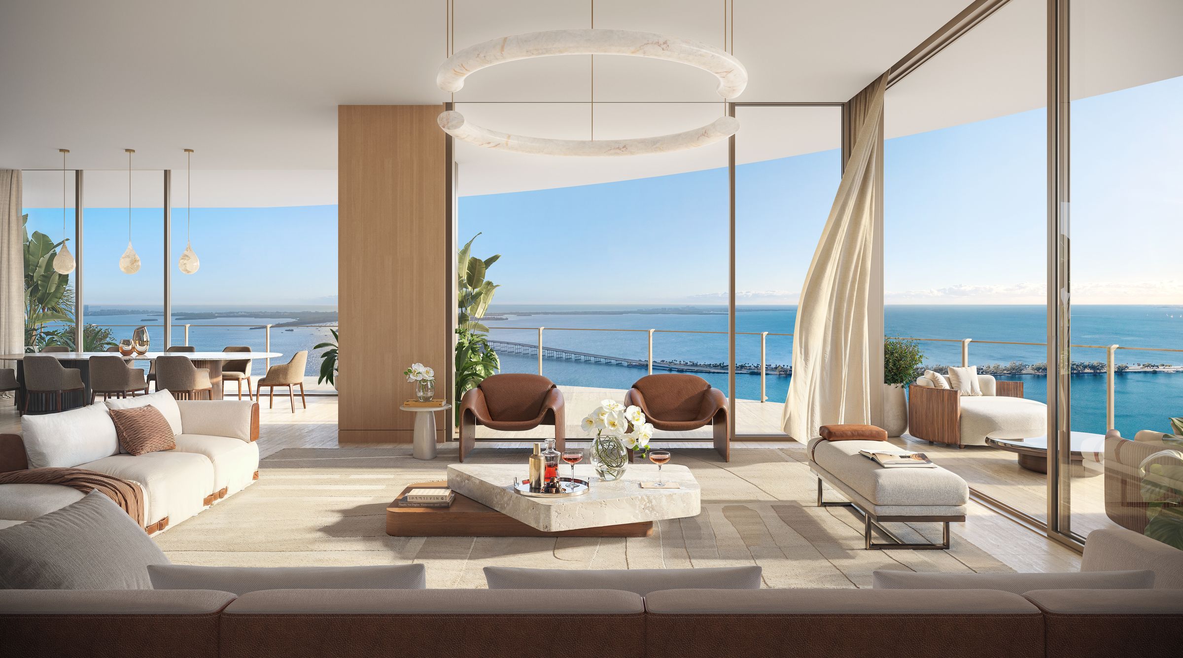 Residence living room oriented to the water